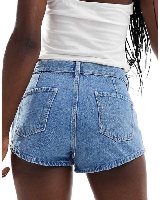Mango Micro Denim Short in Blue Lyst UK