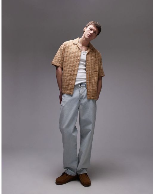 Topman Gray Short Sleeve Relaxed Shirt for men