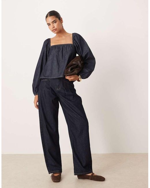 ASOS Blue Denim Long Sleeve Swing Top