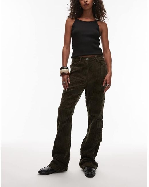 emory park Black Cord Straight Leg Cargo Trousers