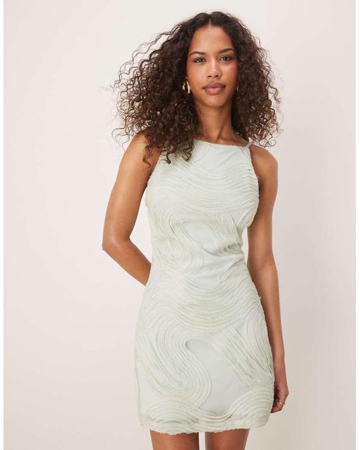 Gina Tricot Natural Swirl Embossed Mini Dress