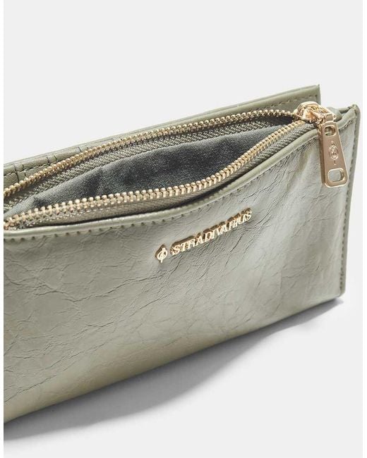 Stradivarius Green Basic Zip-up Purse