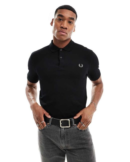 Fred Perry Black Plain Polo Shirt for men