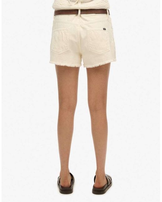 Superdry Natural Mid Rise Denim Hot Shorts
