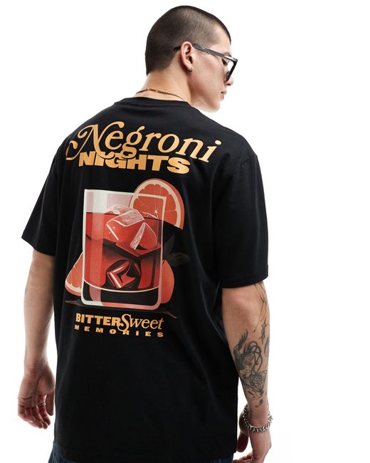 T-shirt oversize à imprimé negroni au dos Only & Sons pour homme en coloris Black