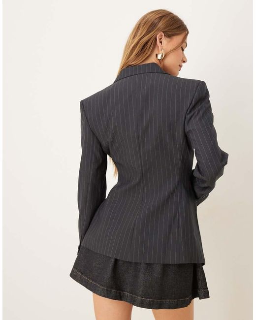 ASOS Black Tailored Nipped Waist Blazer With Cut-away Hem