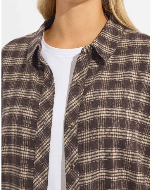 Yours Clothing Brown Oversized Check Shirt