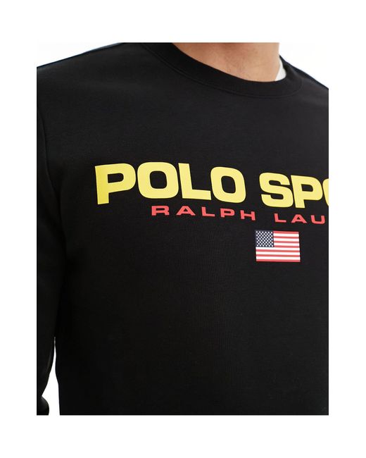 Polo Ralph Lauren Black Sport Capsule Logo Front Sweatshirt for men