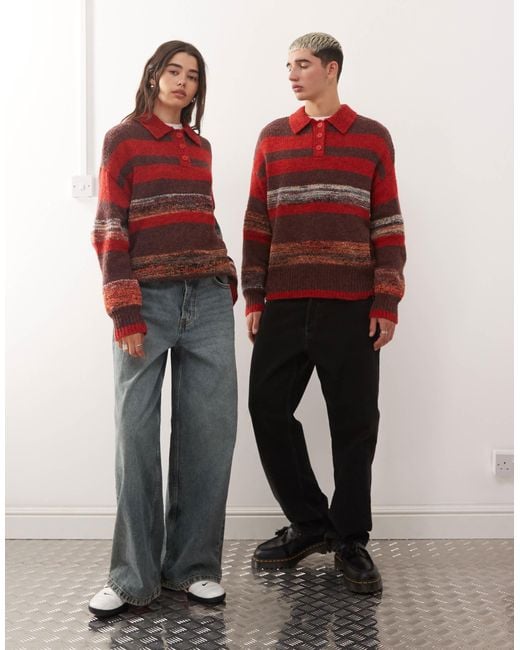 Reclaimed (vintage) Red – gestreifter unisex-strickpullover