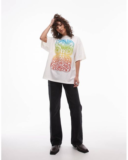 Camiseta Blanca Extragrande Con Estampado "Love" De Levi's de color White