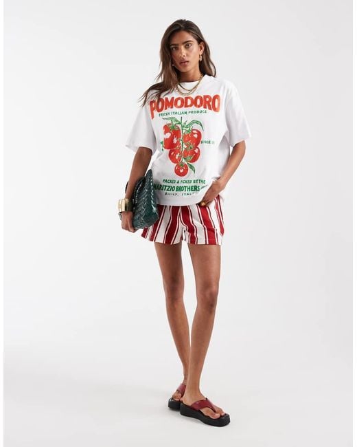 ASOS White Oversized Tee With Tomato Graphic