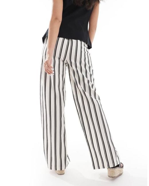 Wednesday's Girl White Stripe Wide Leg Trouser