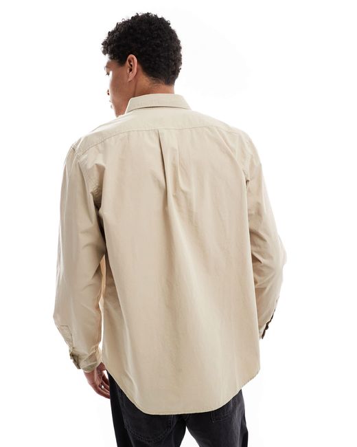 Paul Smith Natural Casual Overshirt With Patch Logo for men