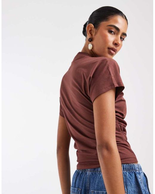 ASOS Red Twist Shoulder Drapey Top