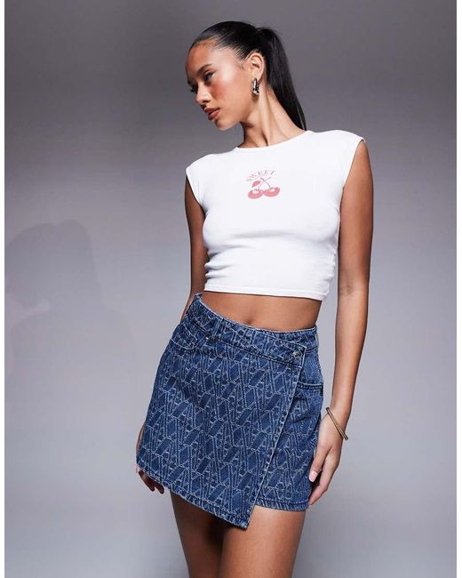 ARMANI EXCHANGE Skort Met Overslag En Monogram in het Blue