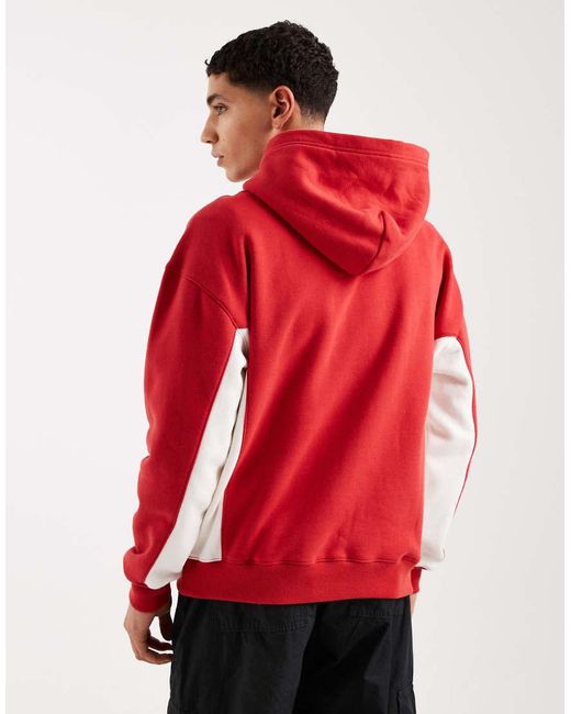 Hollister Red Front Pocket Chest Logo Hoodie for men