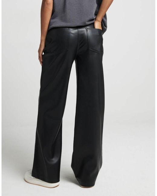 River Island Black Faux Leather Straight Leg Trouser