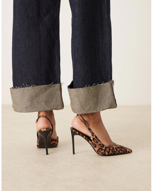 ASOS Black – polar d'orsay – slingback-schuhe mit leopardenmuster und hohem absatz