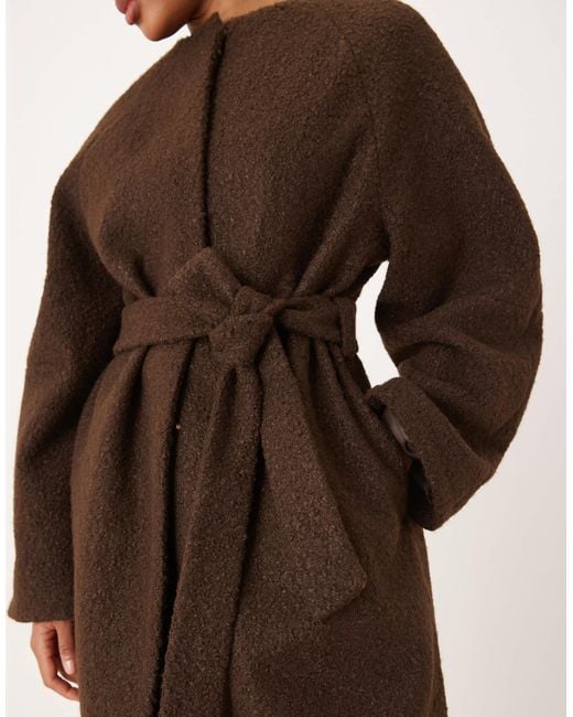 ASOS Brown Asos Design Tall Collarless Boucle Longline Formal Coat