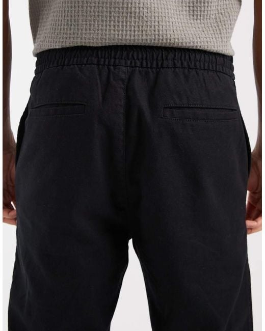 Gap Black Pull On Linen Mix Trousers for men