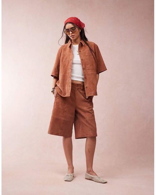 ASOS Pink Suede Bermuda Shorts