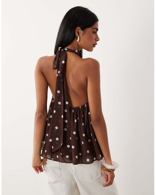 Gina Tricot Brown Sleeveless Halterneck Top