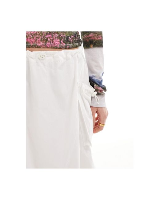 ASOS White 90's Length Bubble Hem toggle Detail Skirt