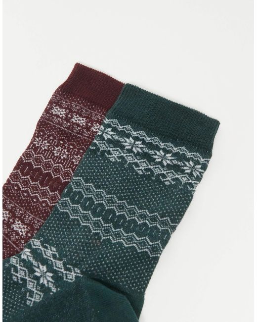 ASOS White 2 Pack Fairisle Socks for men