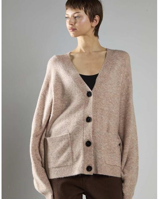 Glamorous Natural Button-Front V-Neck Cardigan