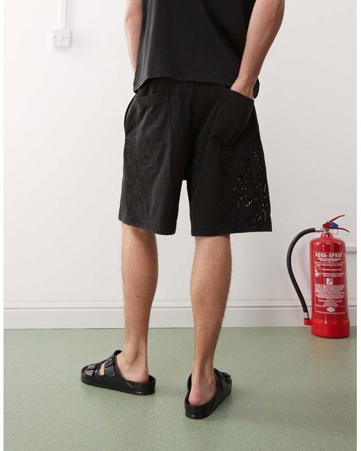Weekday White Co-ord Shorts With Broderie Anglais Detail for men