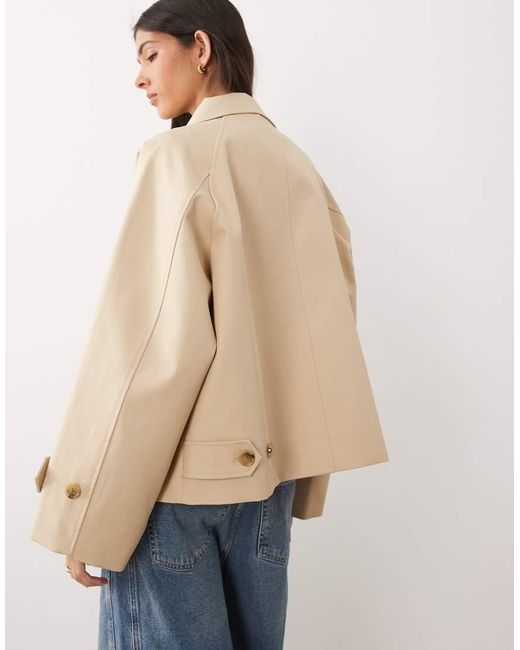 Mango Blue 100% Cotton Short Trench Coat