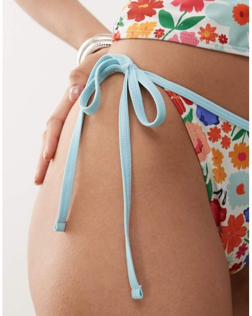 Reclaimed Vintage Multicolor Tie Side Bikini Bottom