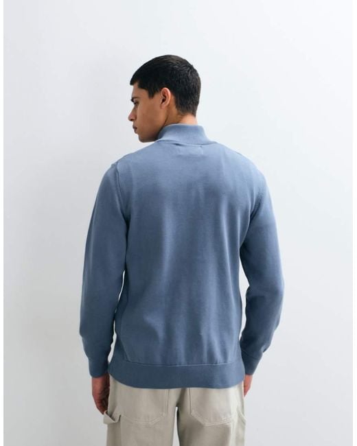 Barbour Blue Knitted Half Zip Jumper for men