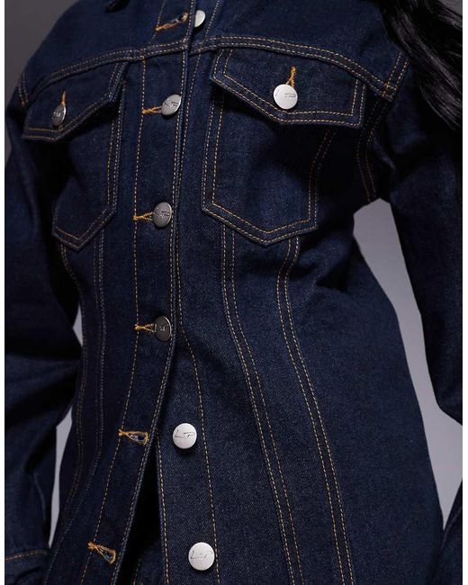Liquor N Poker Blue Denim Jacket With Cinch Waist