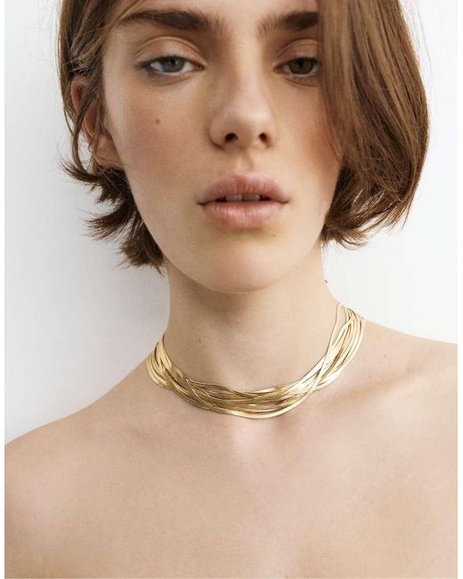 Collana Multifilo Dorata di Pull&Bear in Natural