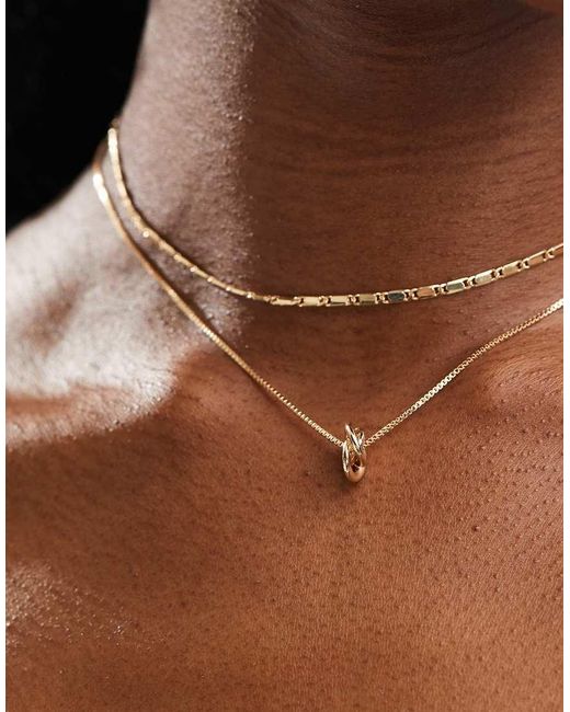 ASOS Brown Pack Of 2 Necklaces With Textured Chain And Knot Design