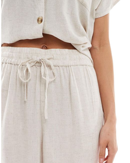 Pieces White – hose aus leinenmix