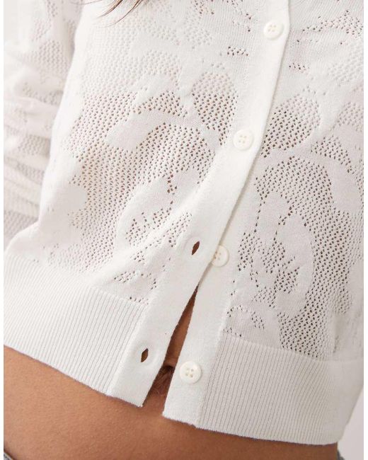 ASOS White Floral Open Knit Cardigan