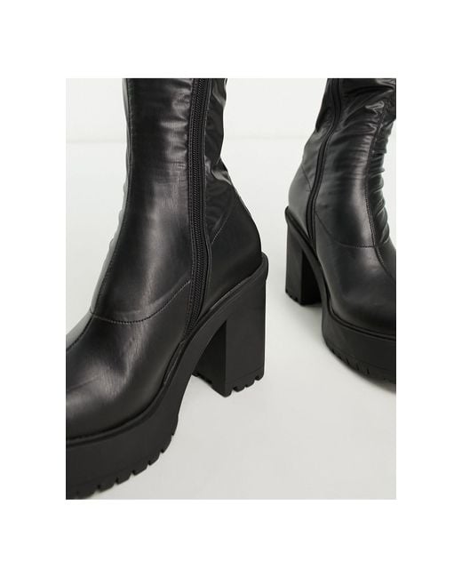 ASOS – overknee-chelsea-stiefel mit absatz und dicker sohle in Black für Herren