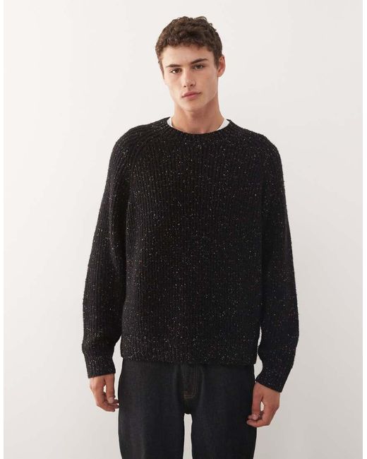 Weekday Black Wool Blend Oversized Jumper for men
