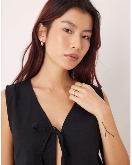 esmé studios Black Esmee Open Tie Front Beach Top