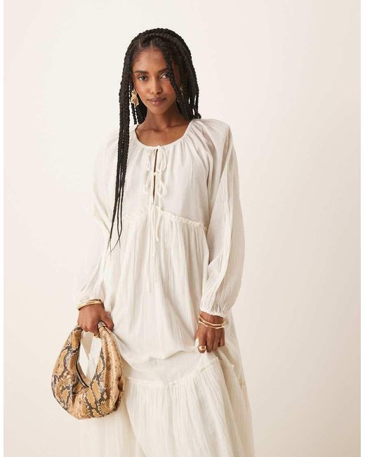 Nobody's Child Natural Adley Boho Scoop Neck Midi Dress