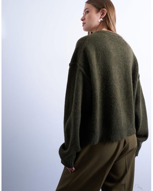 TOPSHOP Brown Knit Exposed Seams Relaxed Cardigan