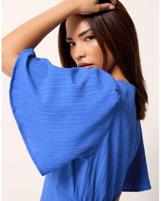 PixieGirl Blue Petite Asymmetric Tiered Midi Dress