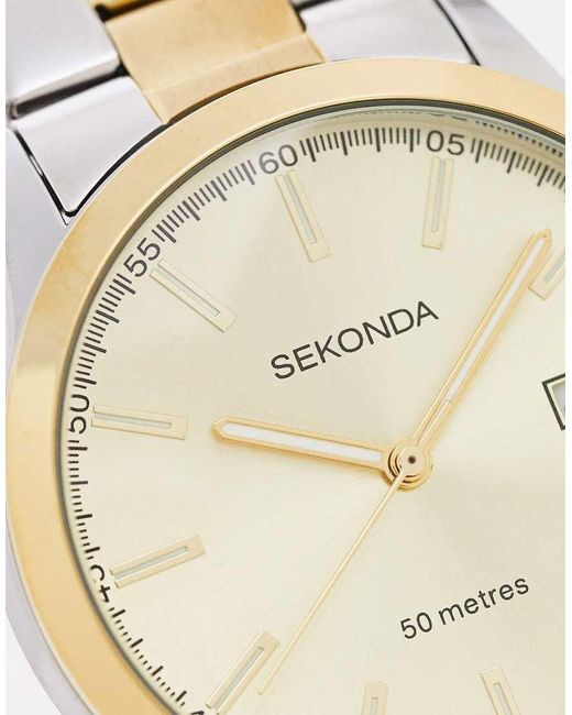 Sekonda Metallic Taylor 41Mm Analogue Watch With Two Tone Alloy Round Case, Two Tone Stainless Steel Bracelet And Dial