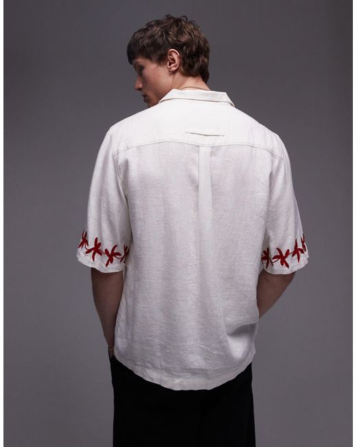 Chemise décontractée à manches courtes avec imprimé fleurs - /rouge Topman pour homme en coloris Gray