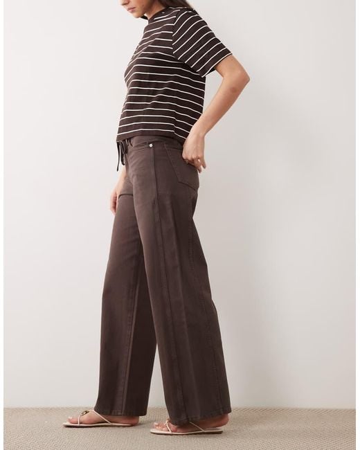 Mango Brown Rachel Drawstring Straight Leg Jeans