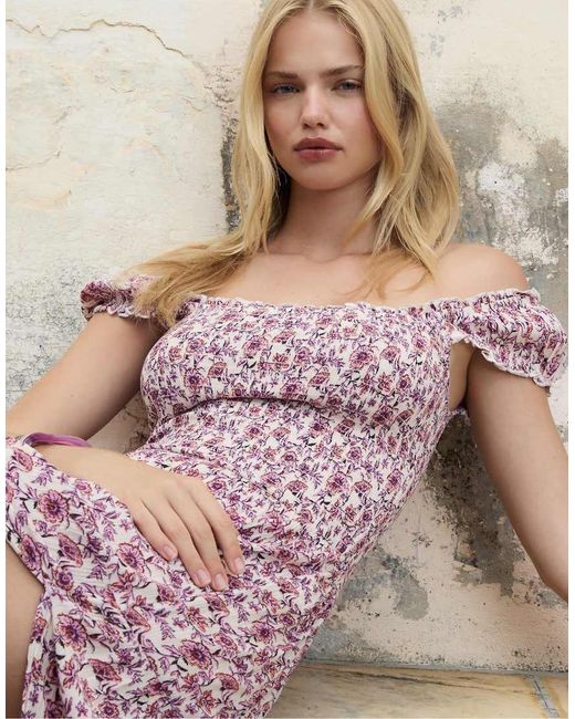 Stradivarius Zwierige Lange Jurk Met Print in het Pink