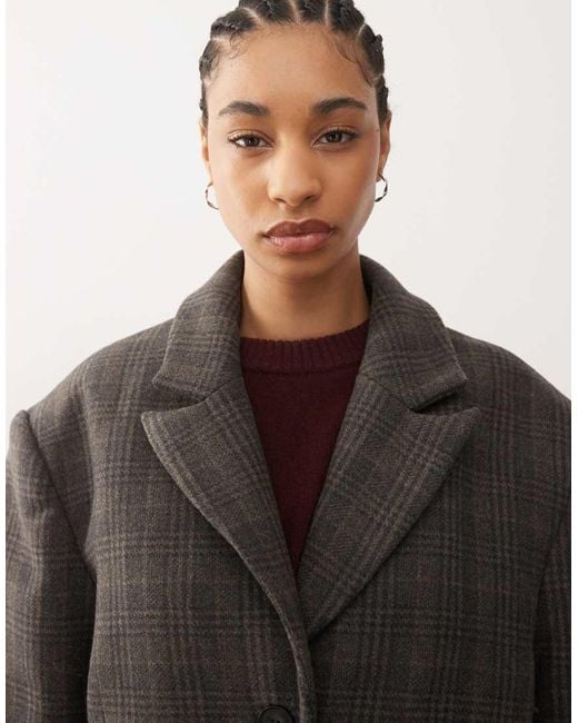 Weekday Brown Wool Blend Oversized Coat With exaggerated Shoulders