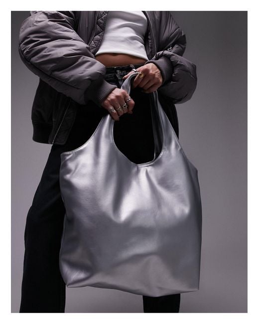 TOPSHOP Black Troy Scoop Handle Tote Bag